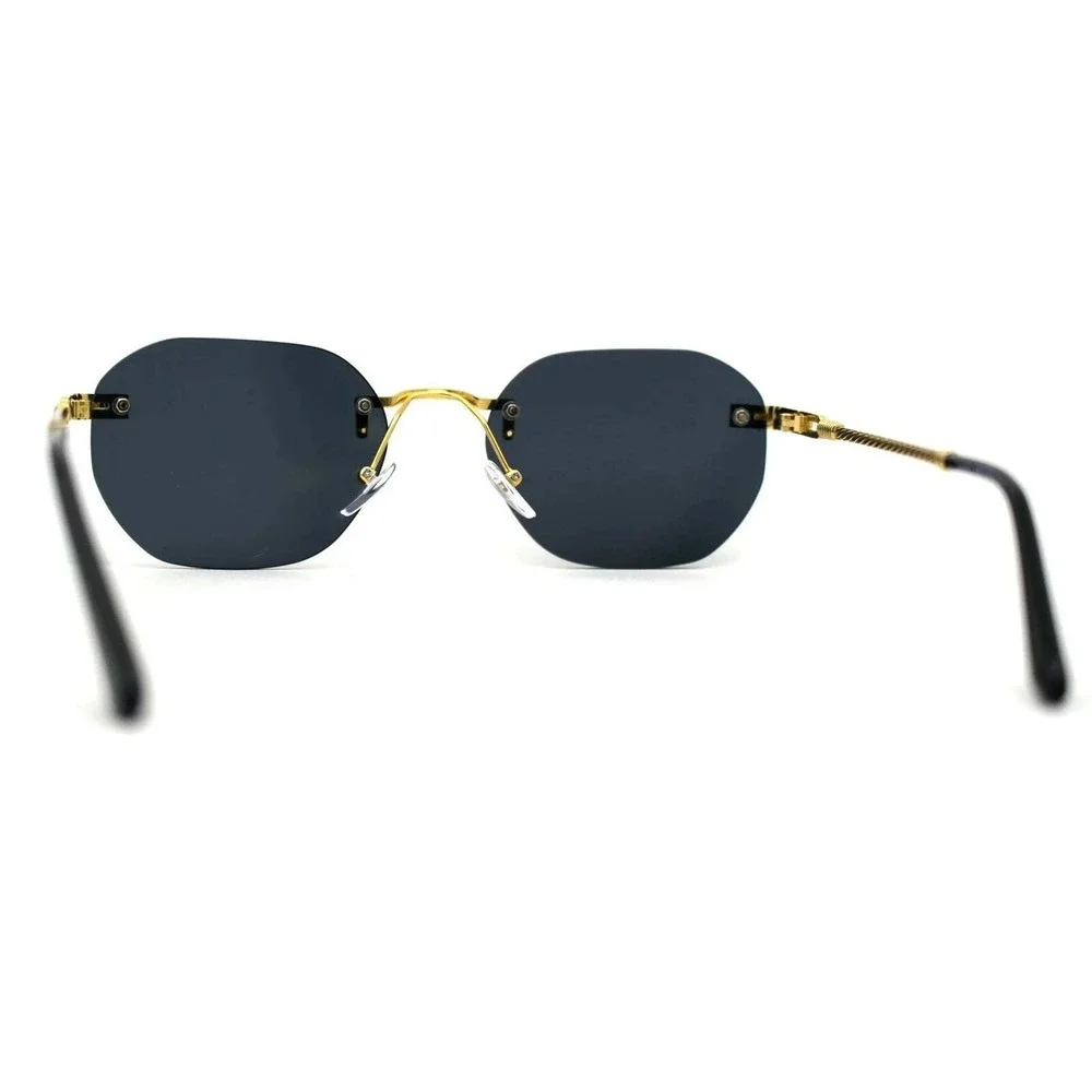 Rimless Sunglasses Women Oval‎ Gold Frame Fashion Trendy Designer Lentes Gafas